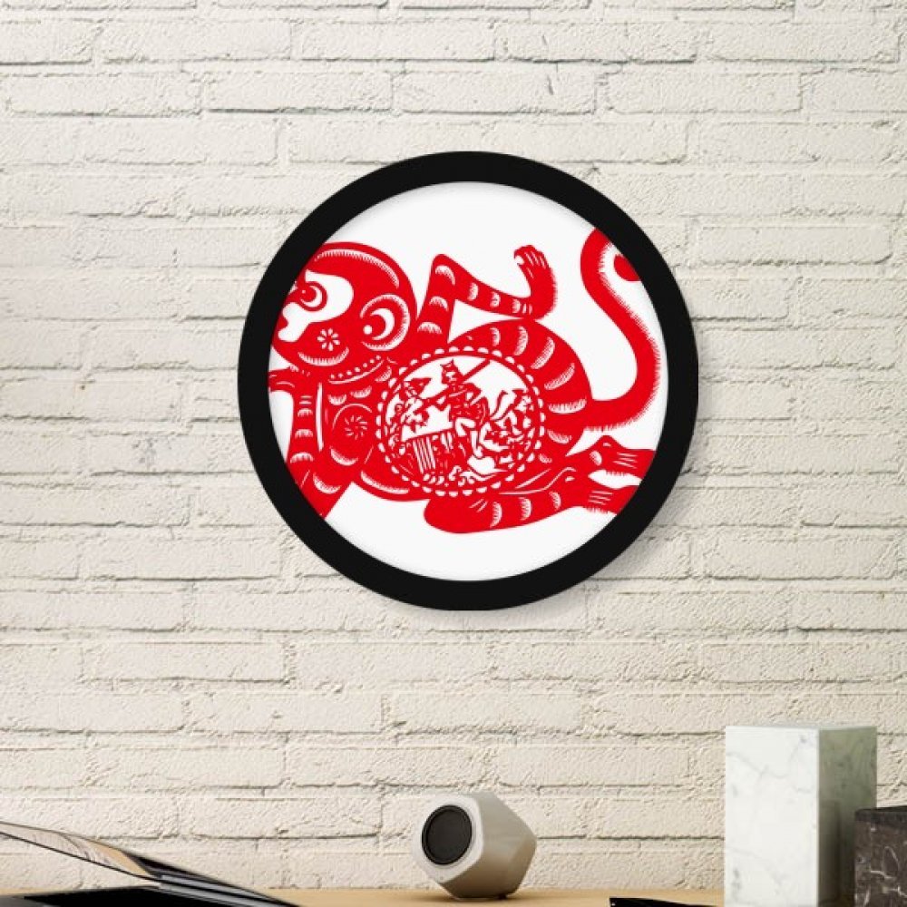 Cadre photo Singe zodiaque chinois fleurs de fenêtre grand modèle rond