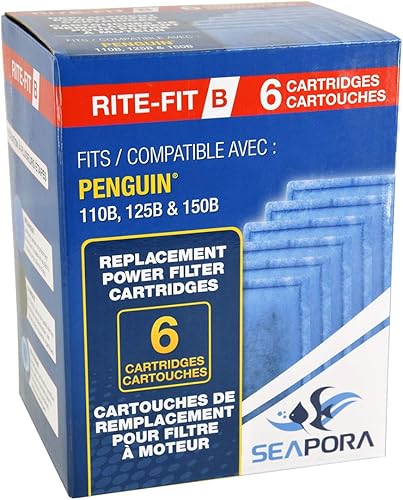 Seapora Rite-Fit B - Cartuchos para filtros de alimentación Penguin 110B/125B/150B, paquete de 6