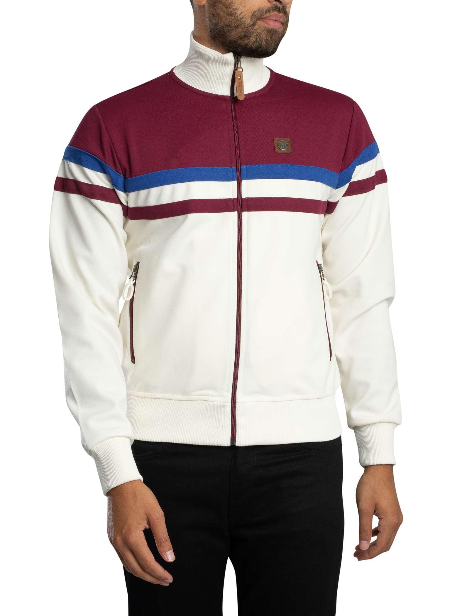 Trojan Men's Ecru Panel Stripe Track Top (Uk, Alpha, Xl, Regular, Regular, )