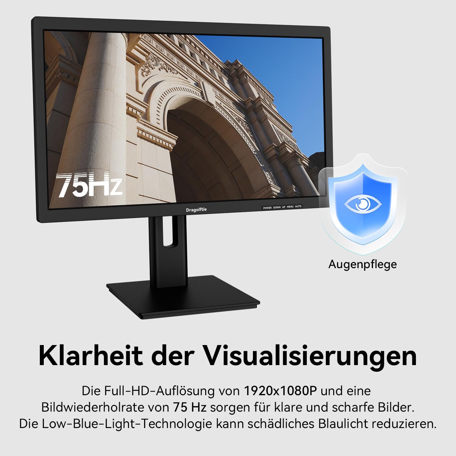 24 Zoll Touchscreen Monitor VA PC Touch Screen Kontrastverhältnis 3000:1 | Höhe/Drehung/Schwenk/Neigung einstellbar, 99% sRGB Touch Bildschirm FHD 1080P, 75Hz, Lautsprecher, HDMI, VGA, Typ-B, VESA