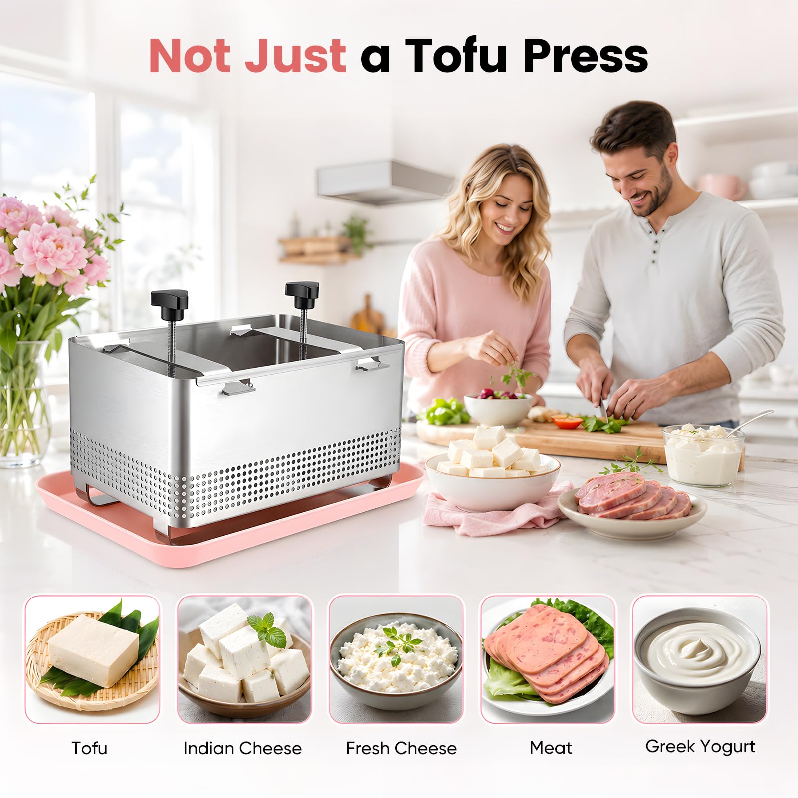 Tofu Presse-304 Edelstahl Käse Presse vegetarische Tofu Presse ohne Bisphenol A kann in der Spülmaschine gewaschen Werden (XL)