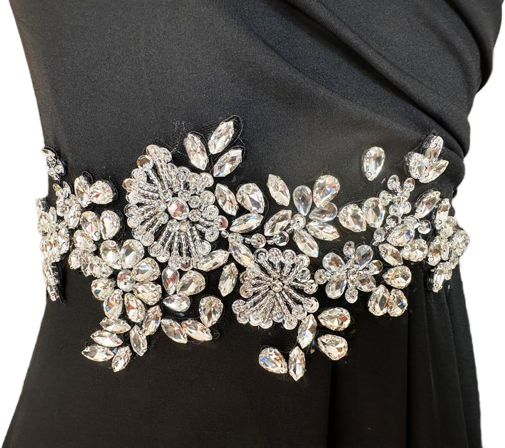 Handmade Rhinestone Sewing Beads Stones Women Sleeveless V Neck Evening Dress Cocktail Ball Elastic Force Long Dress - Image 6