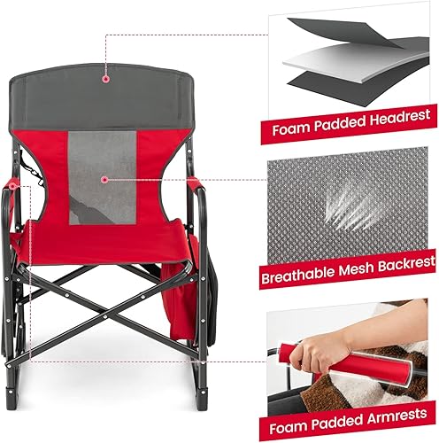 Miniatura 7 de Tangkula Sillas de campamento silla de campamento plegable con mesa auxiliar bolsa nevera silla de césped acolchada portátil para viajes picnic