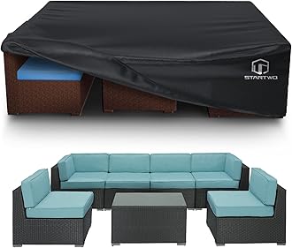 STARTWO Patio Furniture Covers Waterproof,Heavy Duty Outdoor Furniture Cover for Sectional Sofa Table Chairs, Anti-UV Tear-Resistant 78"Lx62"Wx30"H, Black
