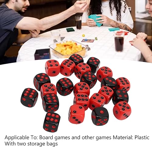 Miniatura 4 de 48 dados de seis caras, dados poliédricos ligeros de plástico negro y rojo para juegos de mesa, juegos interactivos, juegos de cartas coleccionables