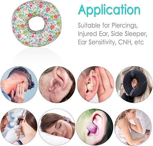 Miniatura 5 de Almohada perforadora con estampado floral en forma de dona con agujero para dolor de oído CNH, piercing, alivio del dolor para dormir, úlcera por