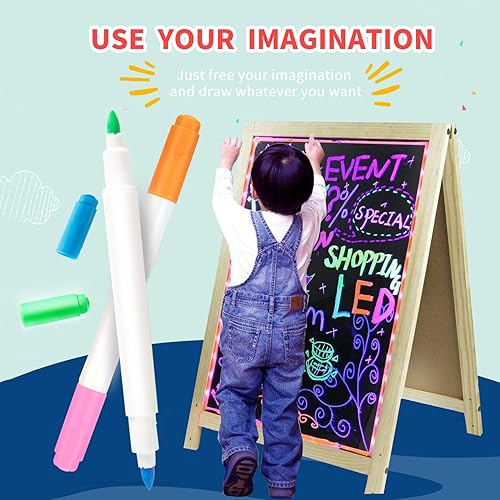 Miniatura 3 de YR Bolígrafos de neón de doble cara para tablero LED iluminado, marcadores de neón aplicables para dibujar, dibujar, crear, garabatear, arte,