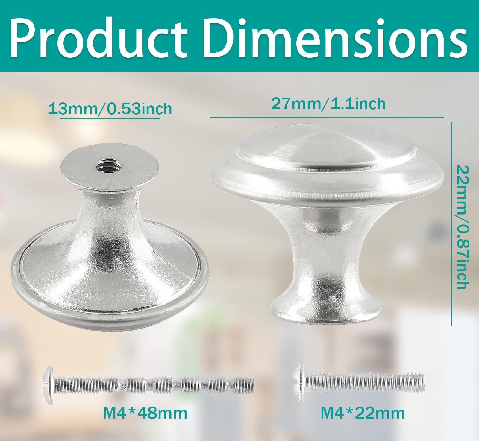 Lot De 8 Boutons Ronds En Métal Pour Porte De Placard Argenté Diamètre 25 Mm