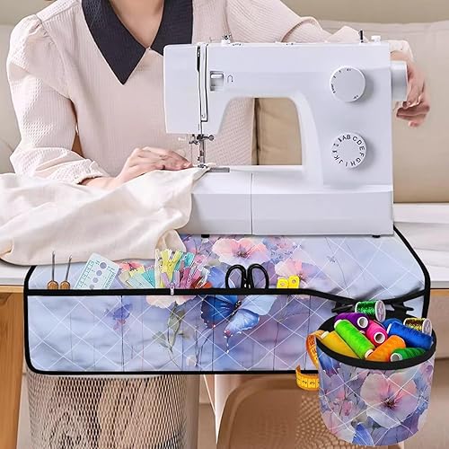 Miniatura 145 de Estera de máquina de coser con flores brillantes y florales bohemias, reduce la vibración, antideslizante, organizador duradero