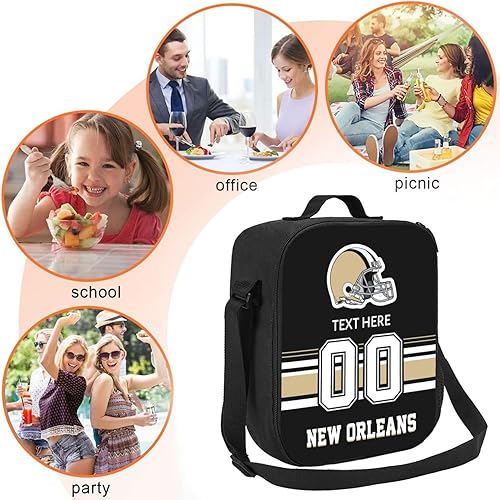 Vista 95 de Bolsa de almuerzo personalizada de Nueva Inglaterra, regalos para hombres, mujeres, fanáticos, con nombre y número personalizados, correas de hombro