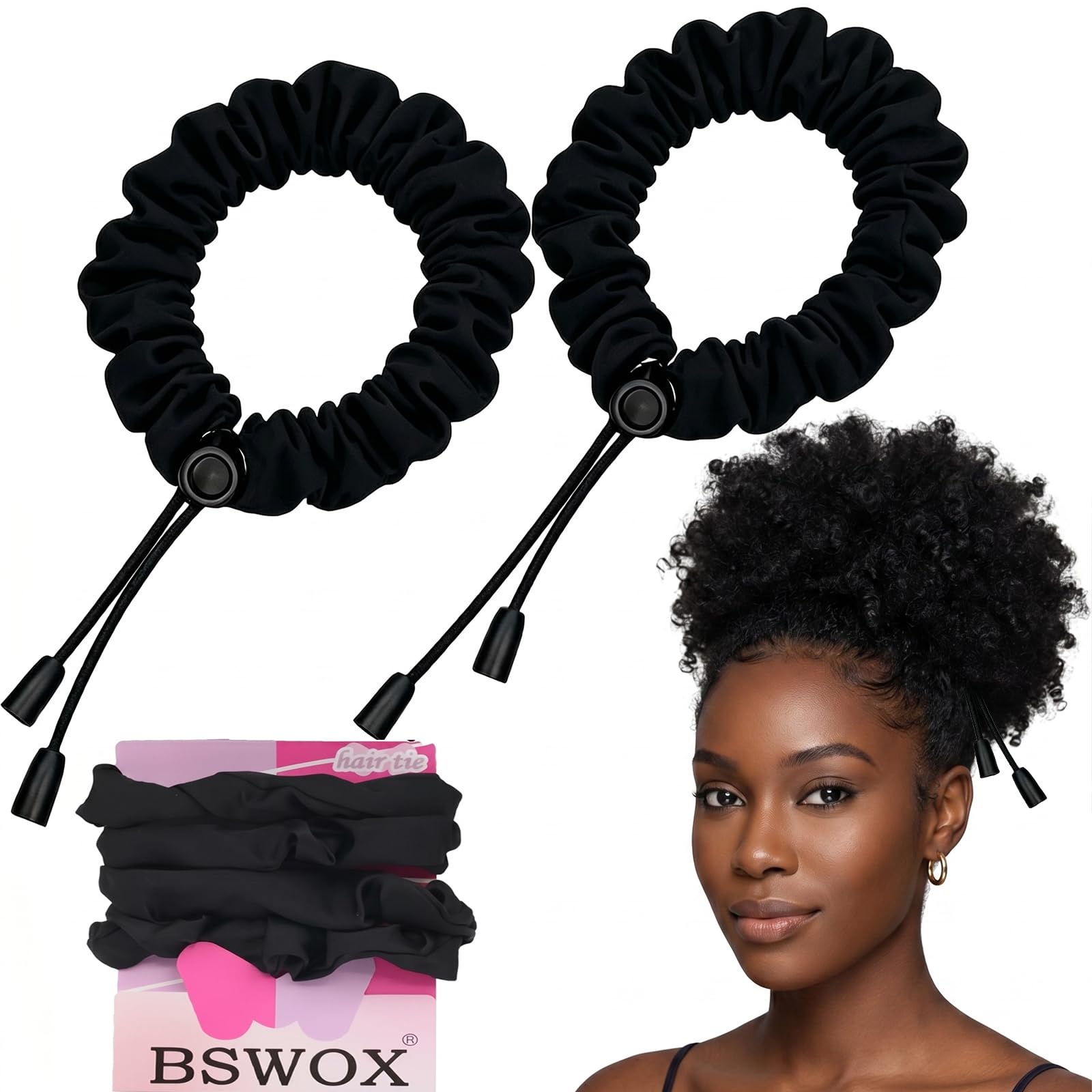 Amazon.com : 2 Pcs Adjust Satin Hair Tie, Satin Scrunchies for