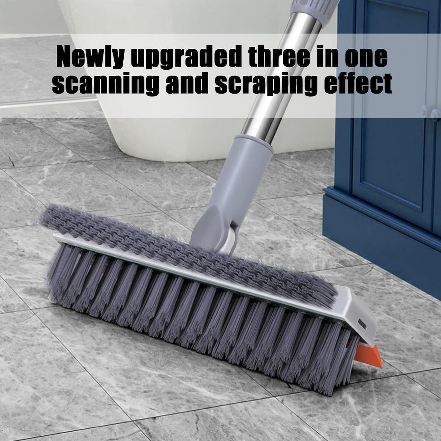 KitchVintalook Bathroom Cleaning Brush with Wiper Upgraded 3 in 1 Toilet Brush Bathroom Brush with Long Handle 180° Rotate Bathroom Floor Cleaning Brush Bathroom Cleaning Accessories 4