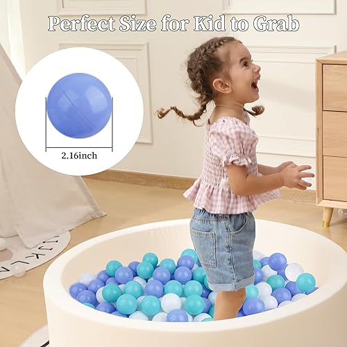 Miniatura 2 de EOSAU 100 pelotas para niños pequeños de 2.16 pulgadas, bolas de océano de colores mixtos, juguetes de bebé para piscina, casa de juegos, decoración