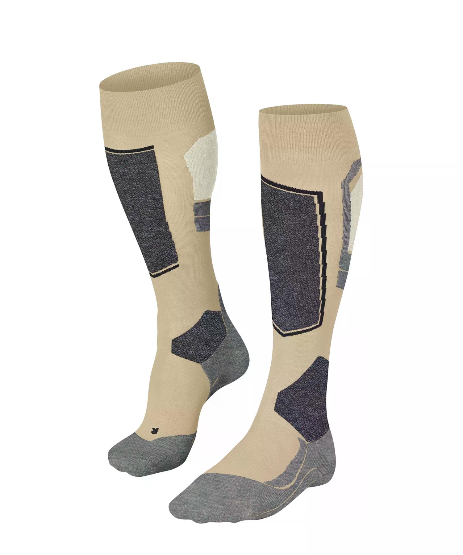 FALKE Damen Skisocken SK4 Advanced W Kh Wolle Funktionsmaterial warm dünn 1 Paar, Beige Straw 4700, 41-42
