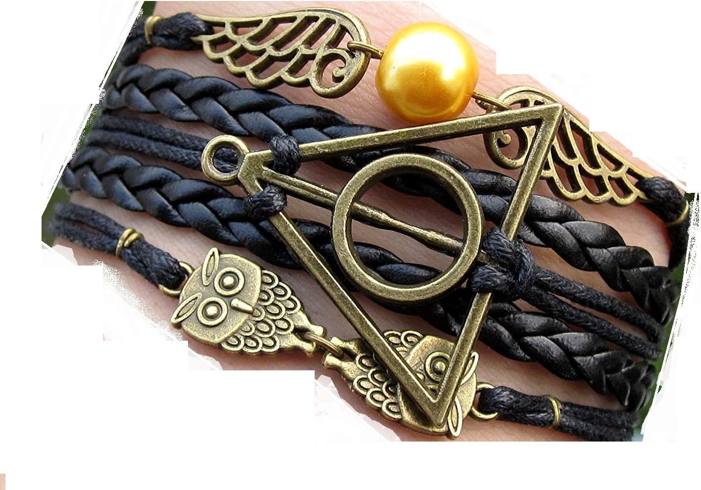 Deathly Hallows Charm Bracelet Harry Potter Snitch & Angel Wings Owls Charms Bracelet fashion