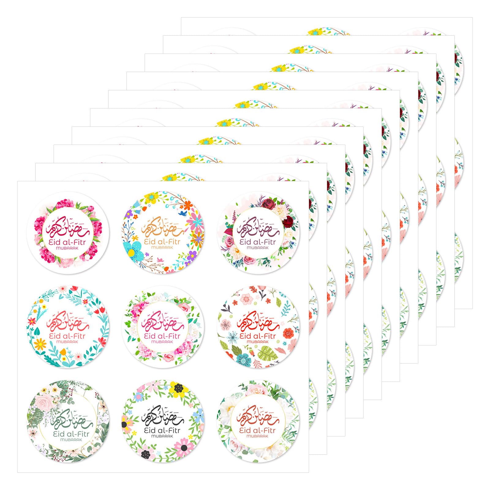 Elnwnnkc F 90 Counts Eid Estival Wrapping Sticker 40Mm Round Wrapping Label Or Laptops Phone Case Seal Envelope Card Decoration Quran Themed Sticker