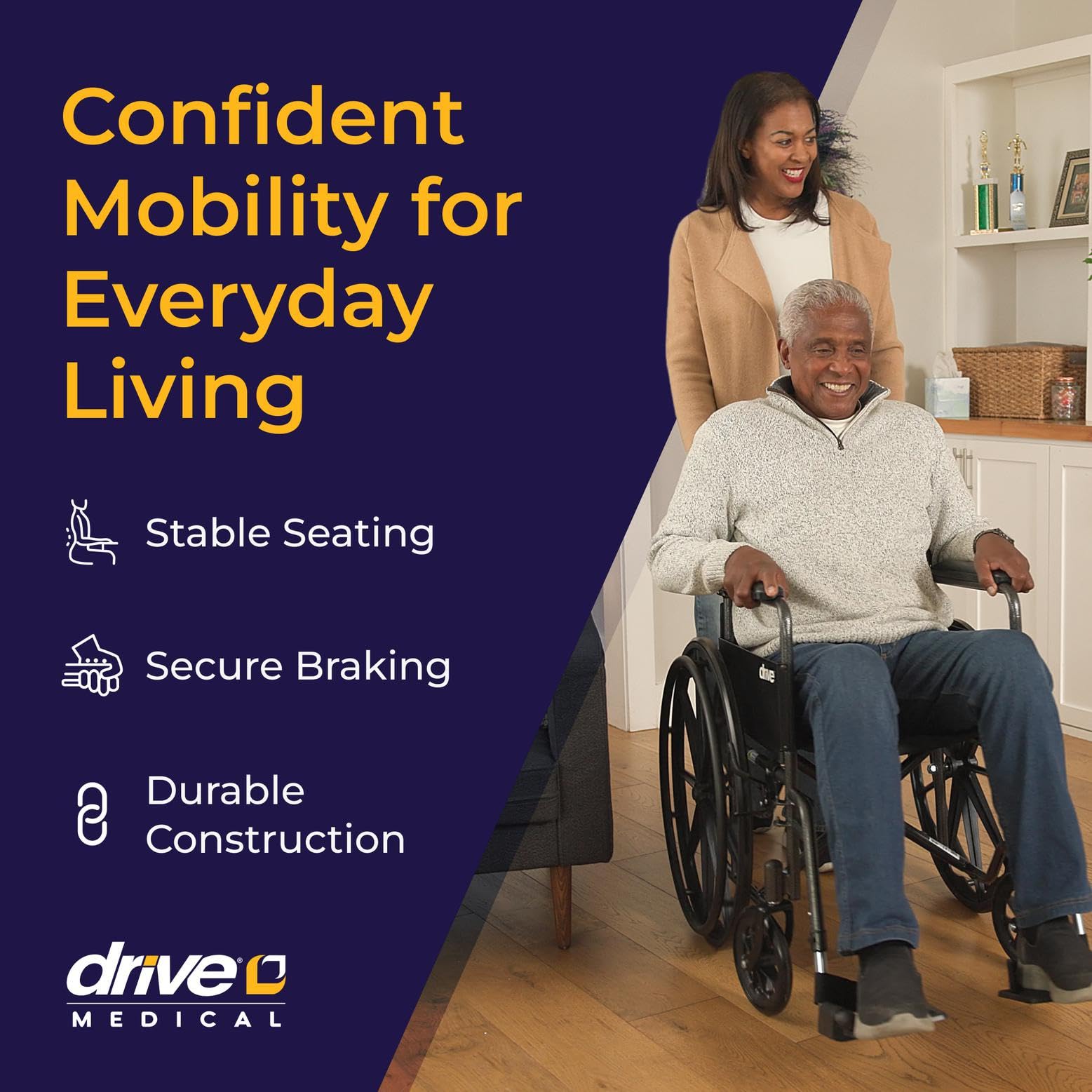 Drive Medical Silver Sport 1 Folding Transport Wheelchair, Black — Amazon image 2