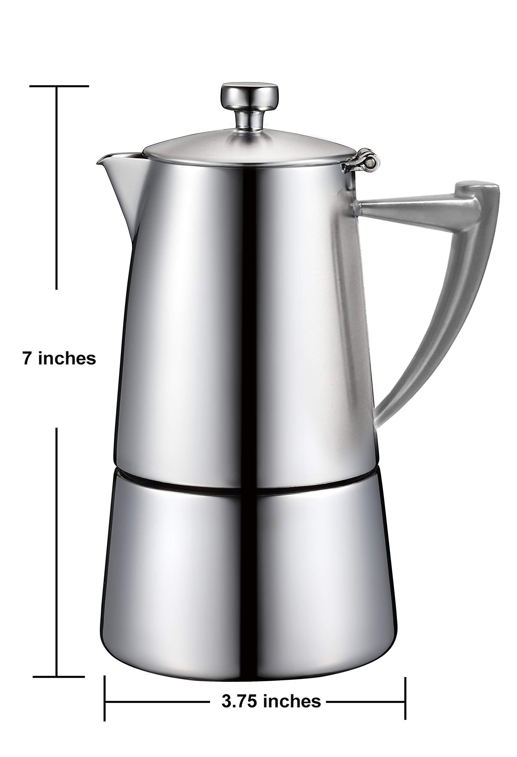 Cuisinox Roma Espressokocher für 4 Tassen (170 ml), Edelstahl, satiniert, Mokkakanne