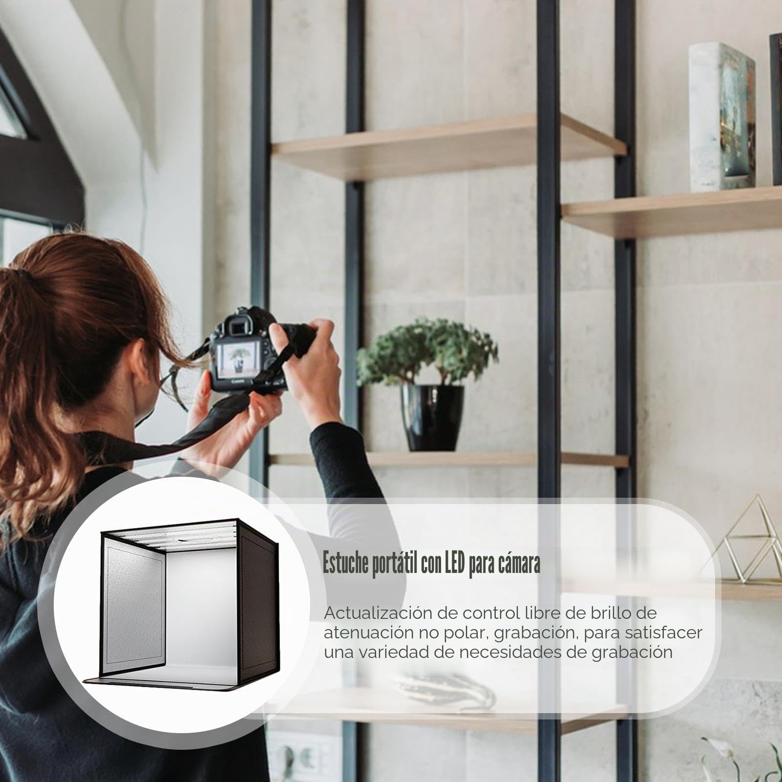Caja de fotos de estudio Generic – Tienda luminosa de 40 x 40 cm – Softbox LED negro – Portátil y fácil de usar para fotografía de productos – Joyas, accesorios, maquillaje, etc.