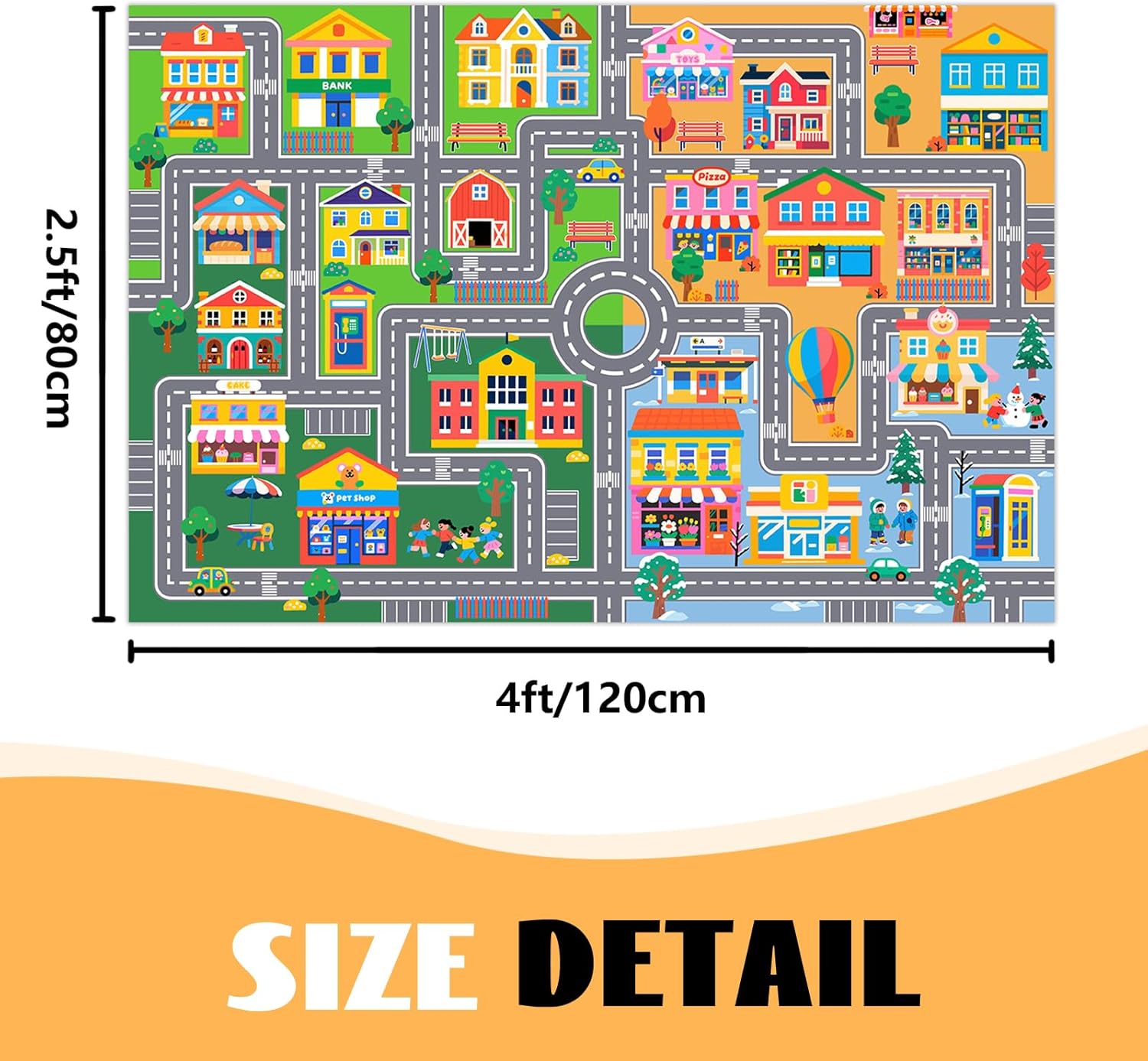 Car Rug Play Mat for Kids Room, Road Rug for Kids Floor Educational Learning Track Road Rugs Decorate Nursery Toddler Preschool Bedroom Playroom Decor Mat, 2.5 x 4 Feet
