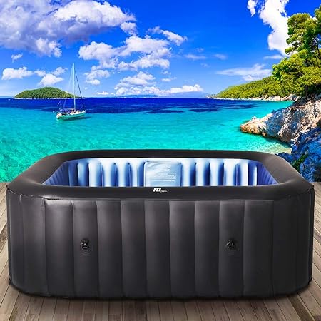 Whirlpool aufblasbar MSpa Tekapo für 4 Personen 158x158cm In-Outdoor Pool 108 Massagedüsen Timer Heizung Aufblasfunktion per Knopfdruck Bubble Spa Wellness Massage