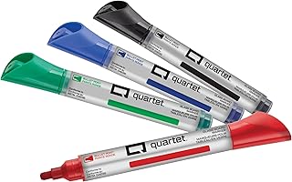 Quartet Glass Board Dry Erase Markers, Premium, Bullet Tip, Assorted Colors, 4 Pack (79552)