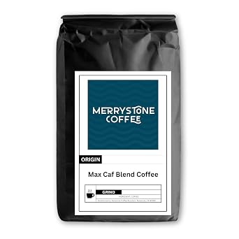 Merrystone Coffee Max Caf Blend Medium Roast Coarse Ground Coffee, 5 LB Bag, Roasted to Order Tanzania Arabica & Indonesia Robusta French Press & Cold Brew, Bold Smooth High-Caffeine Cup, Small-Batch