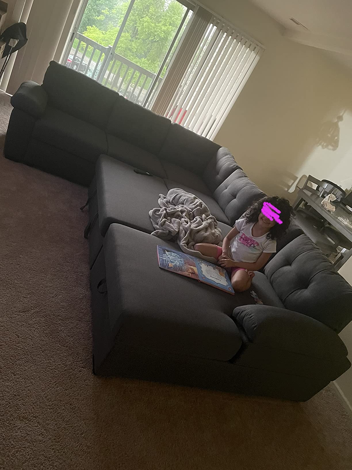 108/mo Finance Sleeper Couches for Living Room Fabric Grey Sectional