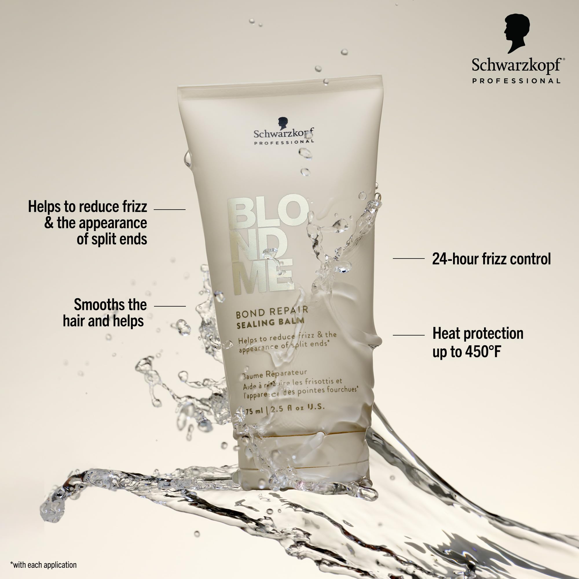 BlondMe Bond Repair Sealing Balm for Blonde Hair, 2.5 Fl Oz | Tame Split Ends & Reduce Frizz | Heat Protection | For Shiny, Smooth Blonde, Lightened, & Grey Hair