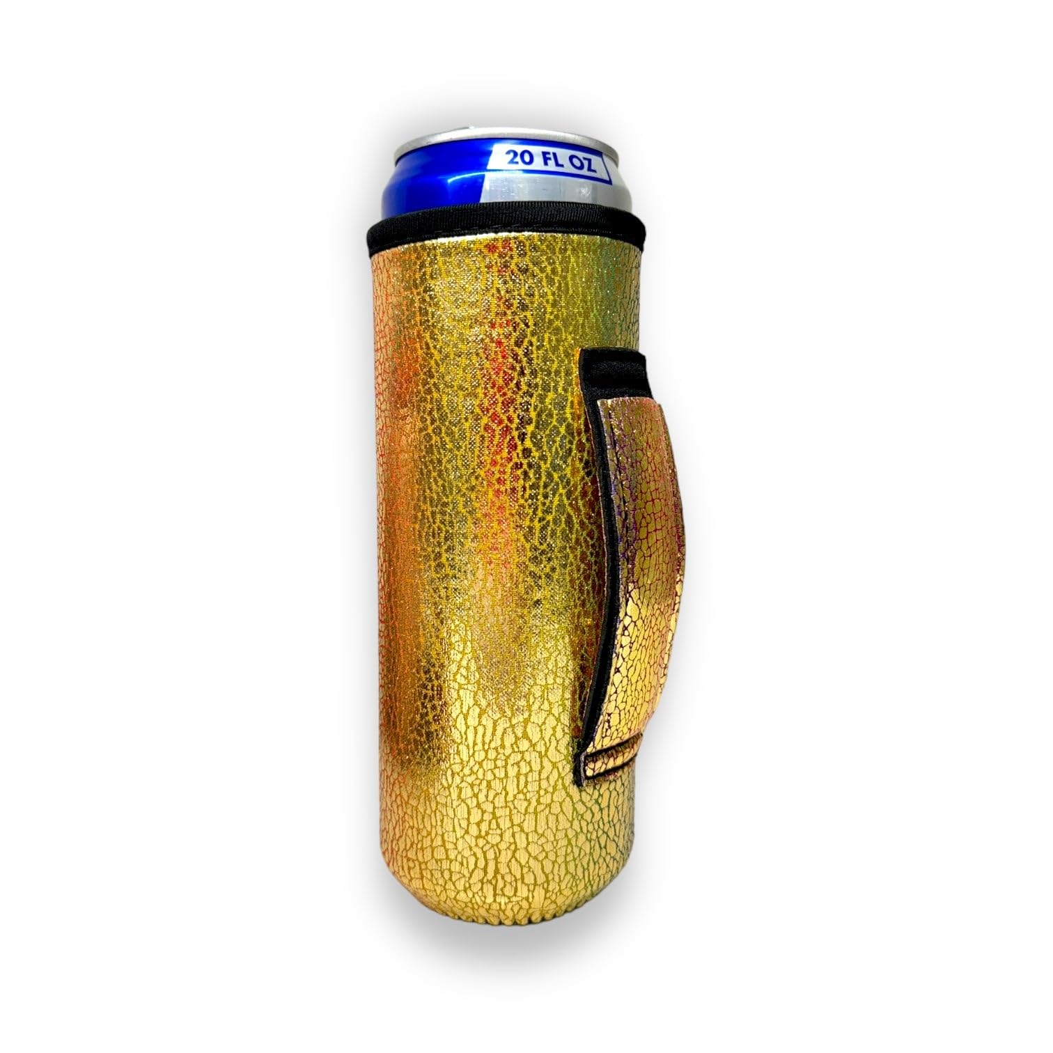 Lit HandlersNeoprene Water Bottle Sleeve - 16-24 oz Insulated Water Bottle Holder for Walking, Running, & Cycling - Soda Can Cooler & Beer Sleeve - Water Resistant Drink Covers, Glimmering Gold