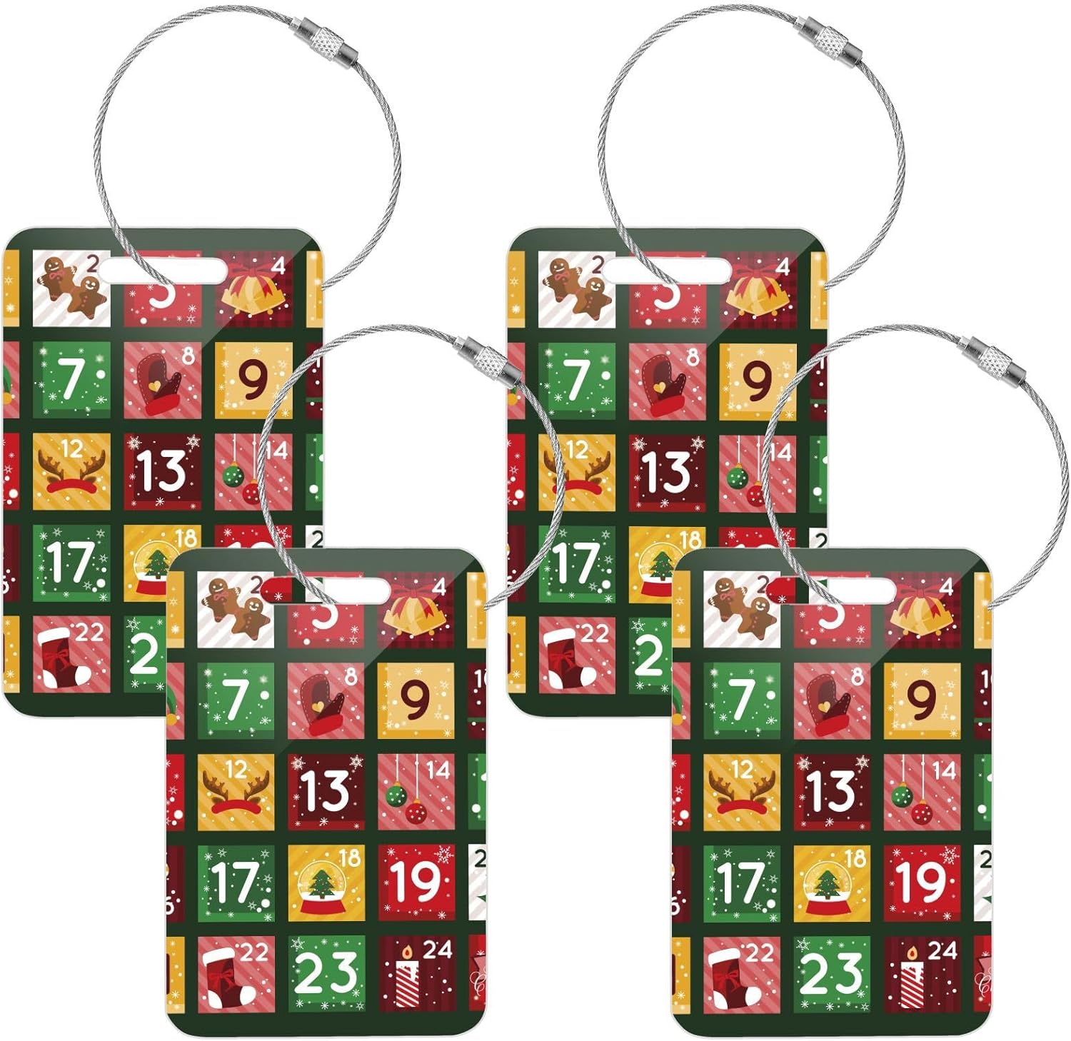 Acrylic Advent Calendar Merry Christmas Green Travel On Luggage Tags Airplane Luggage Tags Bagages Tags 4pcs Carry On Tag