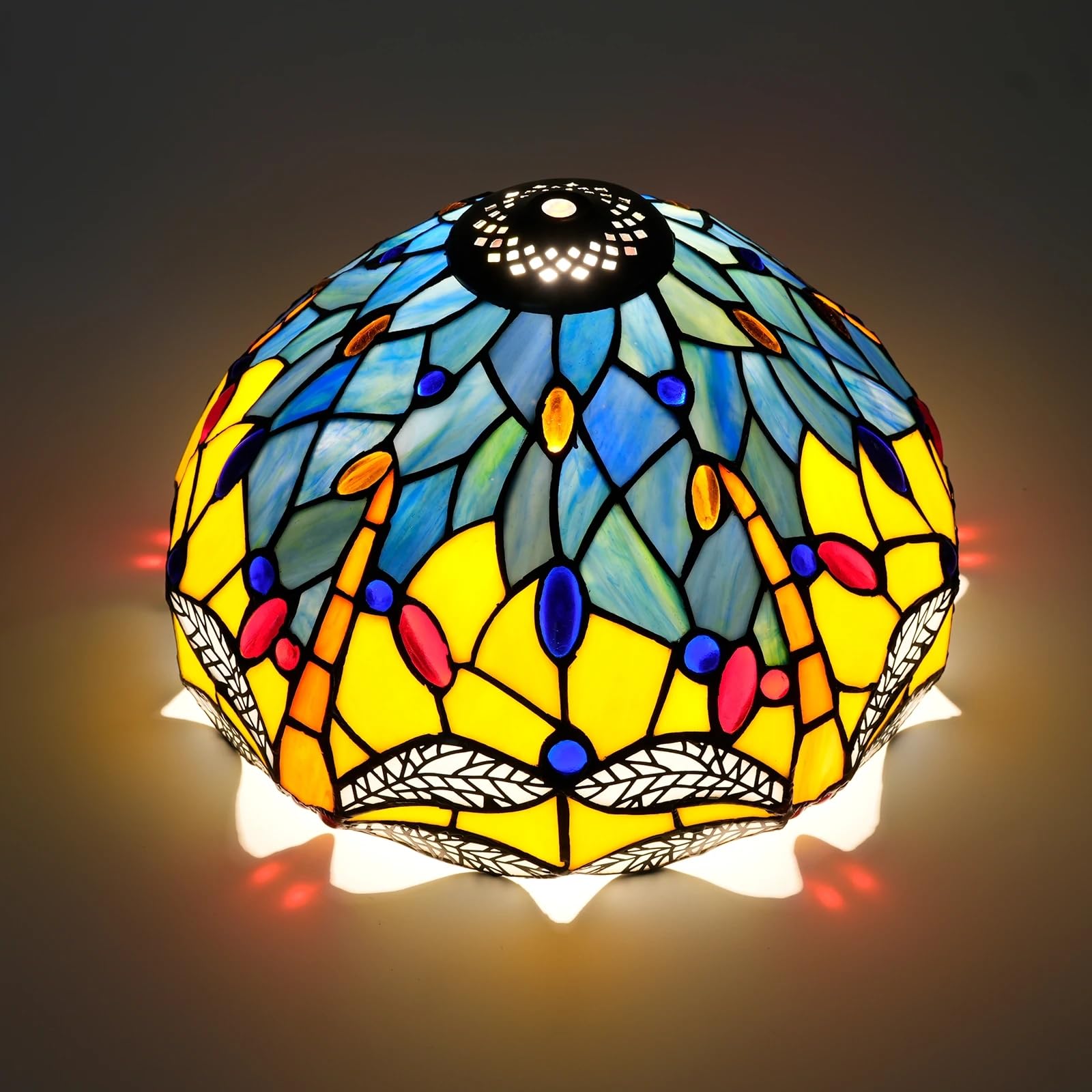 Tiffany-Lampenschirm Ersatz 12 Zoll Libelle Lampenschirm nur für Tischlampen, Hängelampen, Stehlampen, Kronleuchter Ersatz, Blau