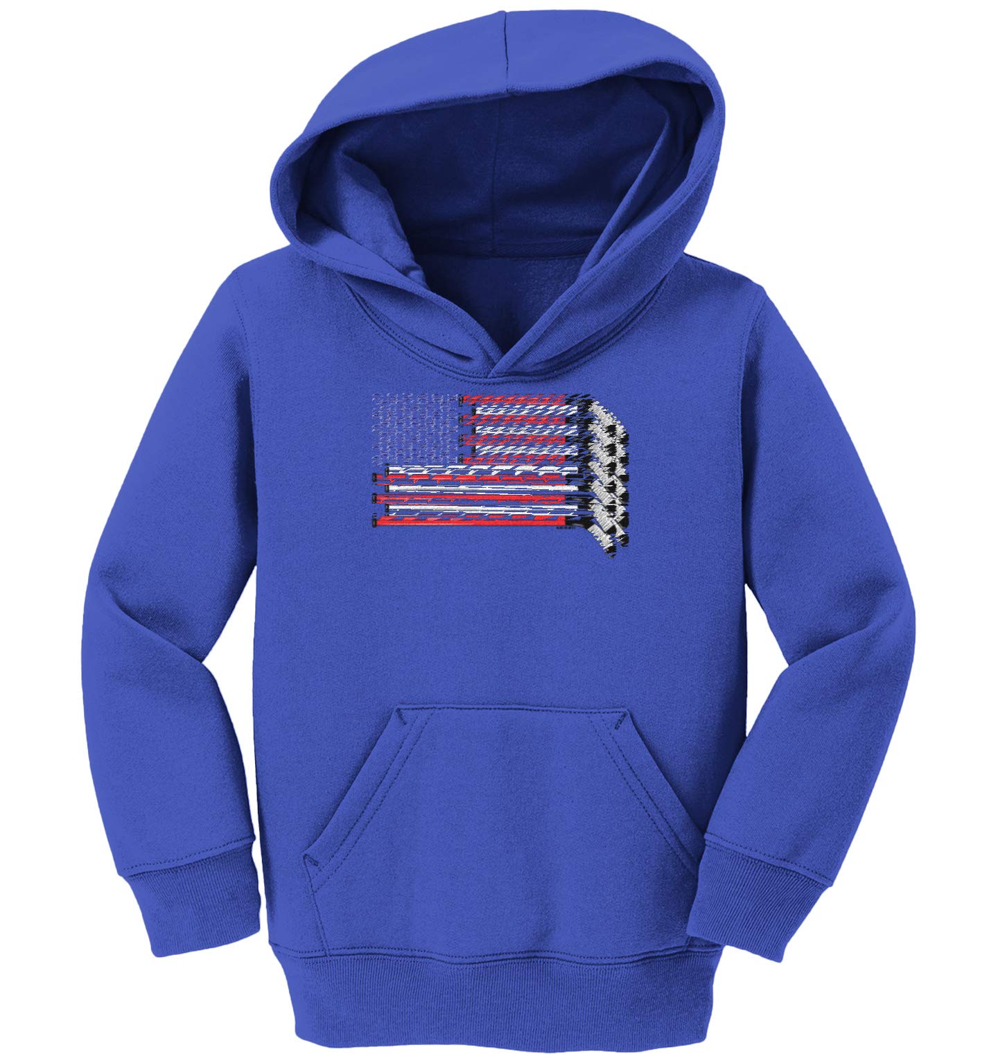 Haase Unlimited American Flag - Hockey Sticks Pucks Toddler/Youth Fleece Hoodie