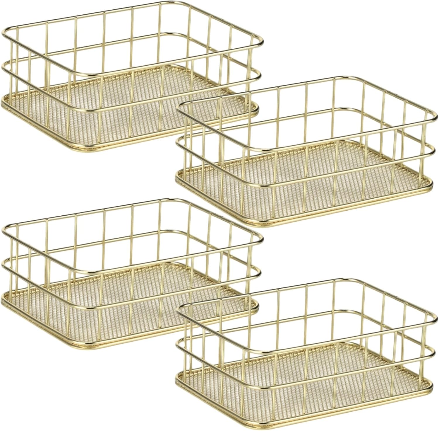 4 Pcs Storage Baskets, Small Metal Basket Wire Mesh Bin Set, Open Design Versatile for Sundries, Snacks, Cosmetics, 6.7 X 4.7 X 2.4 in