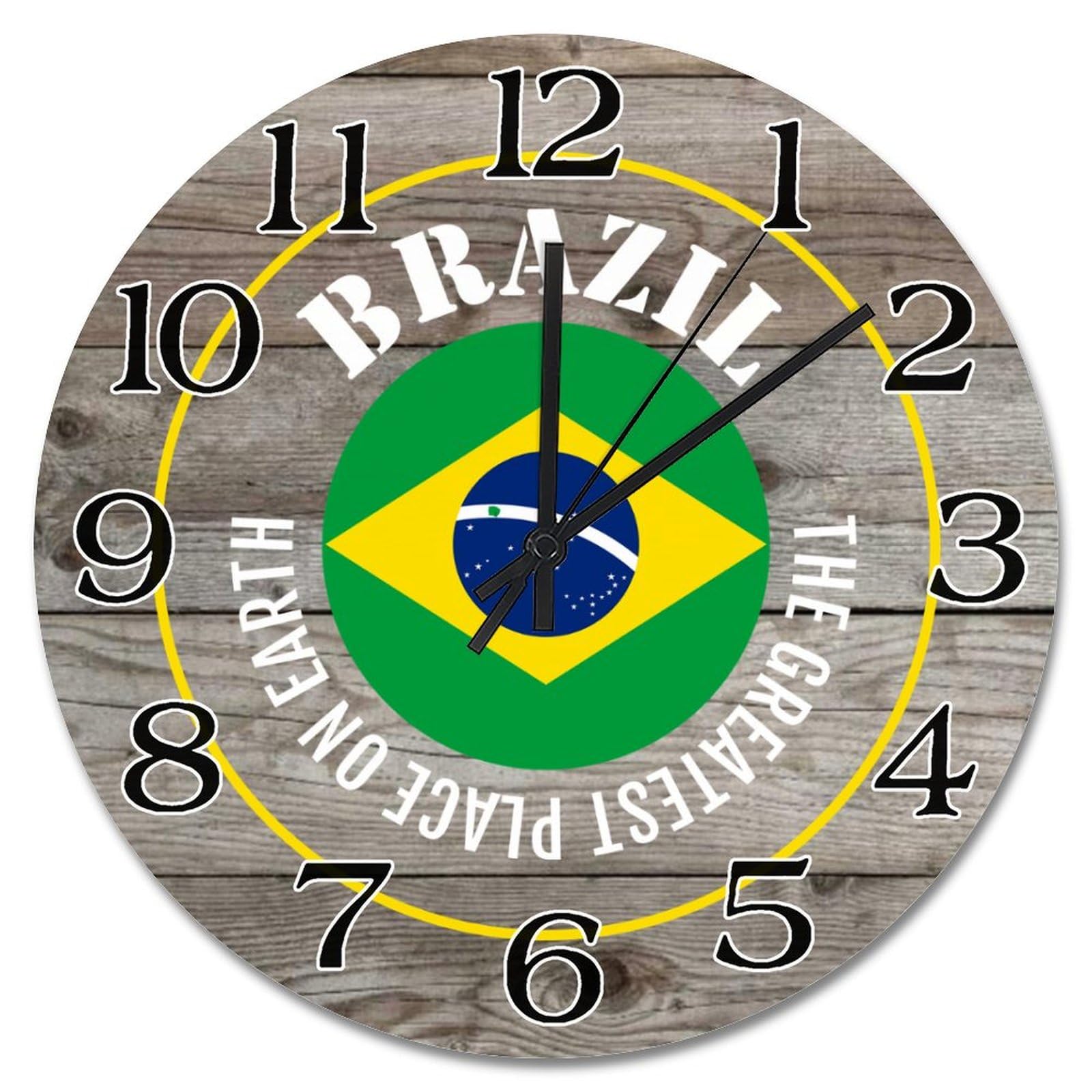 Horloge murale en bois cadeau de voyage Brésil pour salon rustique
