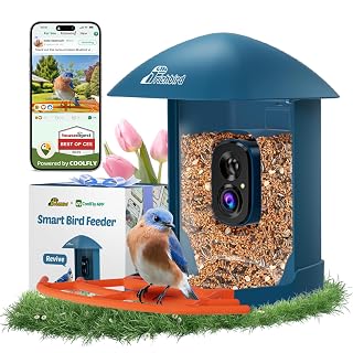 Smart Bird Feeder with Camera, 2K HD Birdwatching Camera with AI Identify Bird Species & Solar Panel, Auto Video Capture & Instant Notifications, Ideal Gifts for Lover, Deep Blue - Amazon product rated Grade A