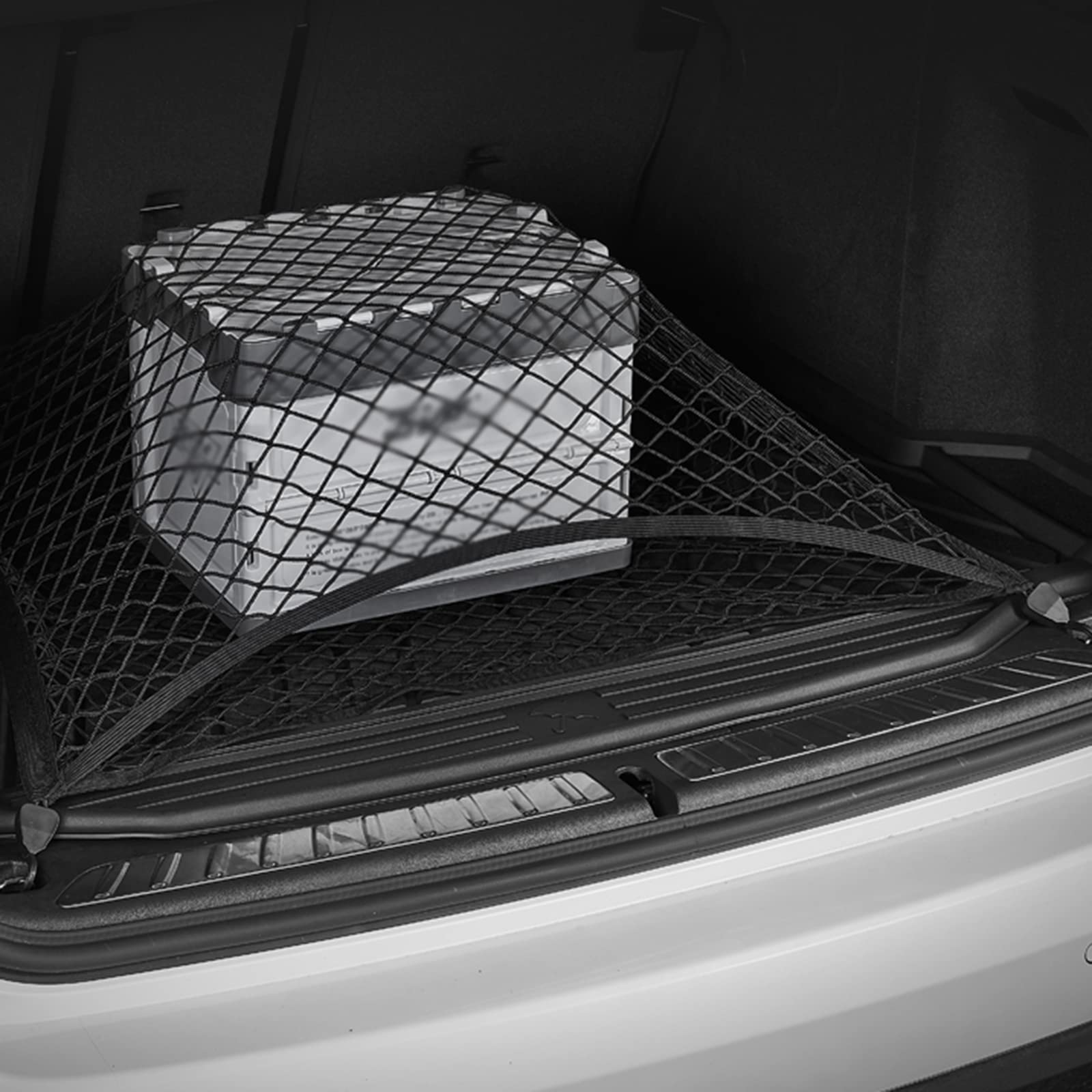 Rete portaoggetti regolabile, resistente, elastica, organizer per camion, auto, furgoni, SUV, design a doppio strato, 80 x 50 cm, ideale per interni auto e bagagliaio