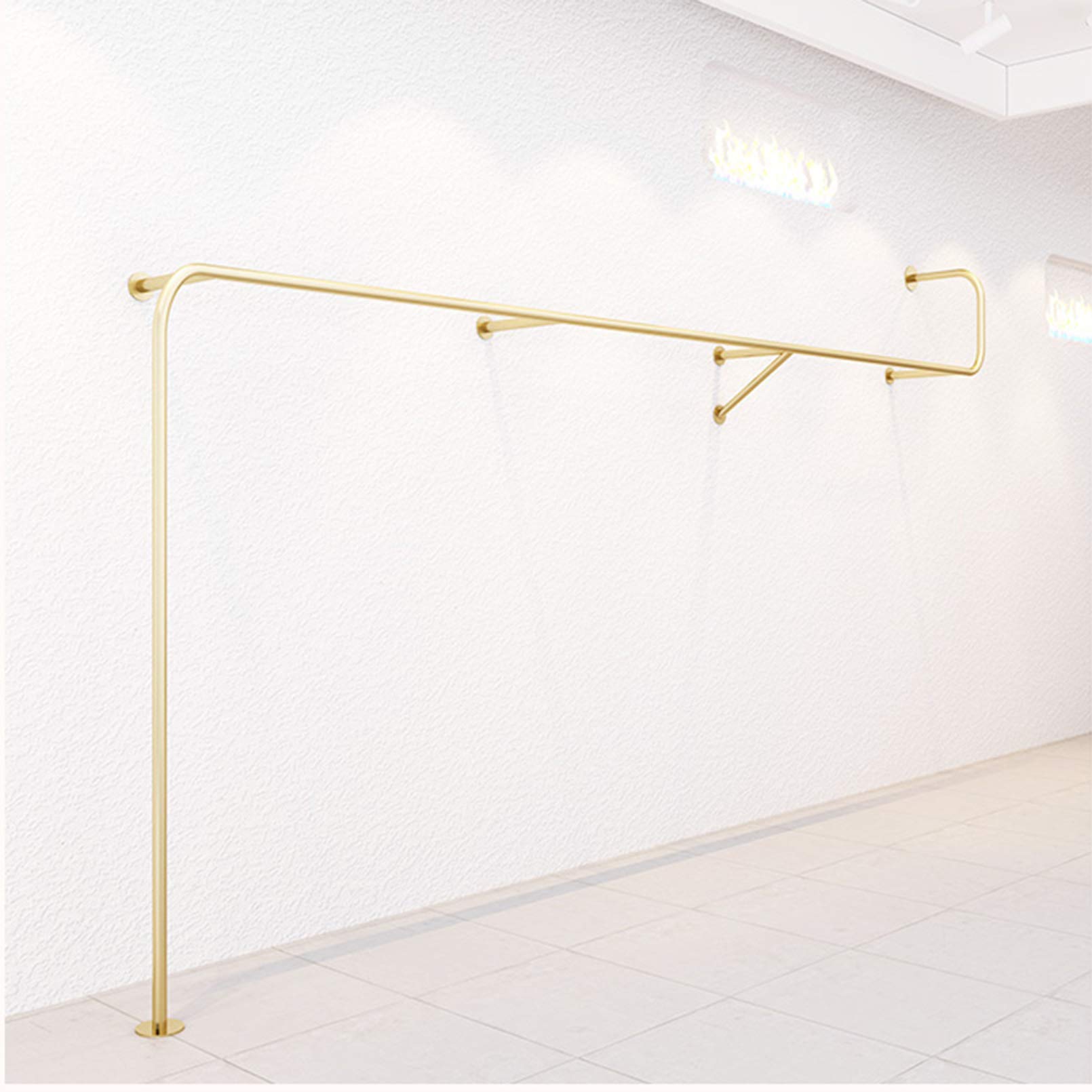 Scaffali espositivi da Parete per Negozi di Abbigliamento in Ferro e Metallo, Argento, per Abbigliamento Commerciale al Dettaglio, per Uomo, Donna e Bambino, Appendiabiti da soffitto/B/300 c