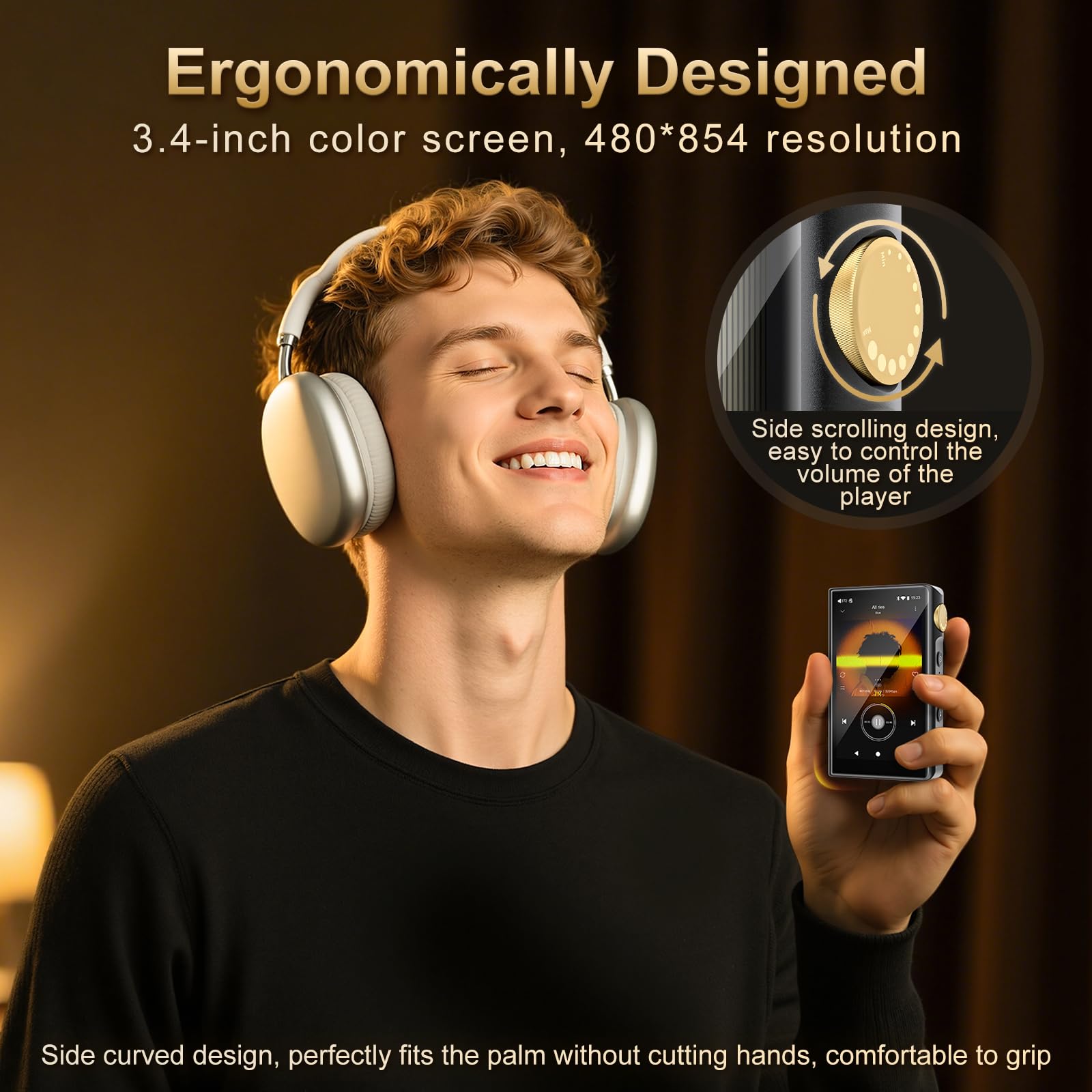 HiFi MP3 Player mit Bluetooth und WiFi, ZAQE Android 12 Hi-Res Music Player, Lossless DSD DAC Flac, Hochauflösender Musikplayer mit 64 GB Speicherkarte, unterstützt bis zu 512GB