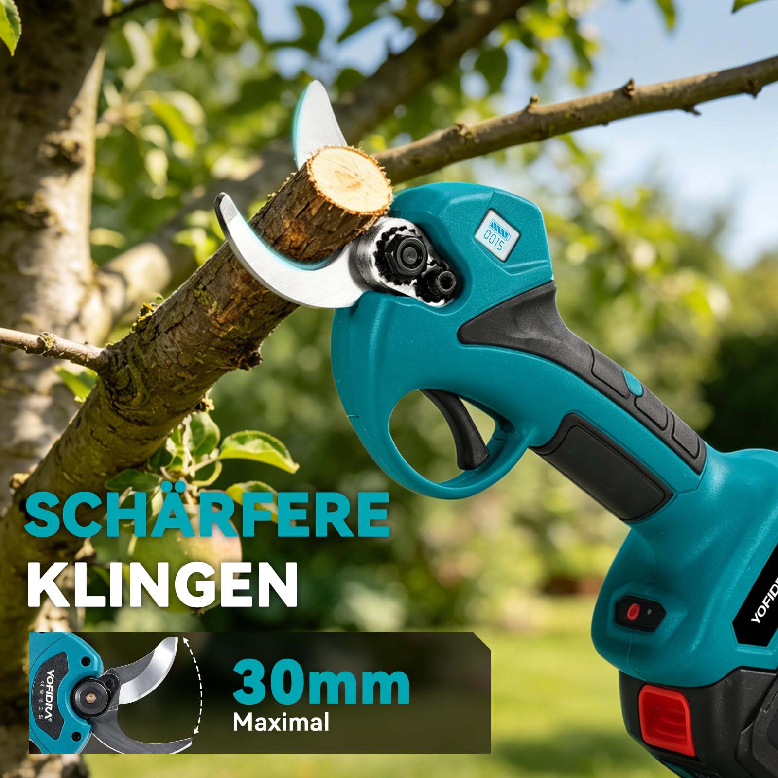 Yofidra 4-in-1 Akku Hochentaster, 6 Zoll Teleskop Kettensäge Akku & 30mm Elektrische Astschere, 180° Einstellbarer Winkel, Baumsäge Elektrisch mit 2x3.0Ah Akku, Teleskopstange bis zu 4,6m