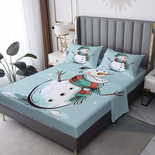 Miniatura 8 de zcsm Juego de sábanas tamaño Queen  Sábanas de Navidad para perros, sábanas y fundas de almohada, microfibra suave, bolsillo profundo y sin arrugas,