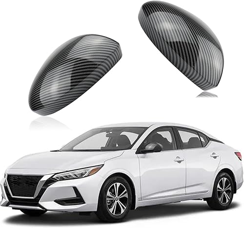 Cubierta de espejo retrovisor estilo fibra de carbono compatible con Nissan Sentra 2020 2021 2022 2023 compatible con accesorios exteriores Nissan