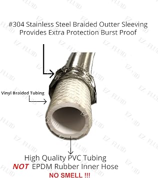 EZ-Fluid 48 Portable Washing Machine Supply Hose,Appliances Hose,Burst Proof Braided Stainless Steel Metal Washing Machine Hoses Connector,Also Fits In-house Washing Machine (1 PC)