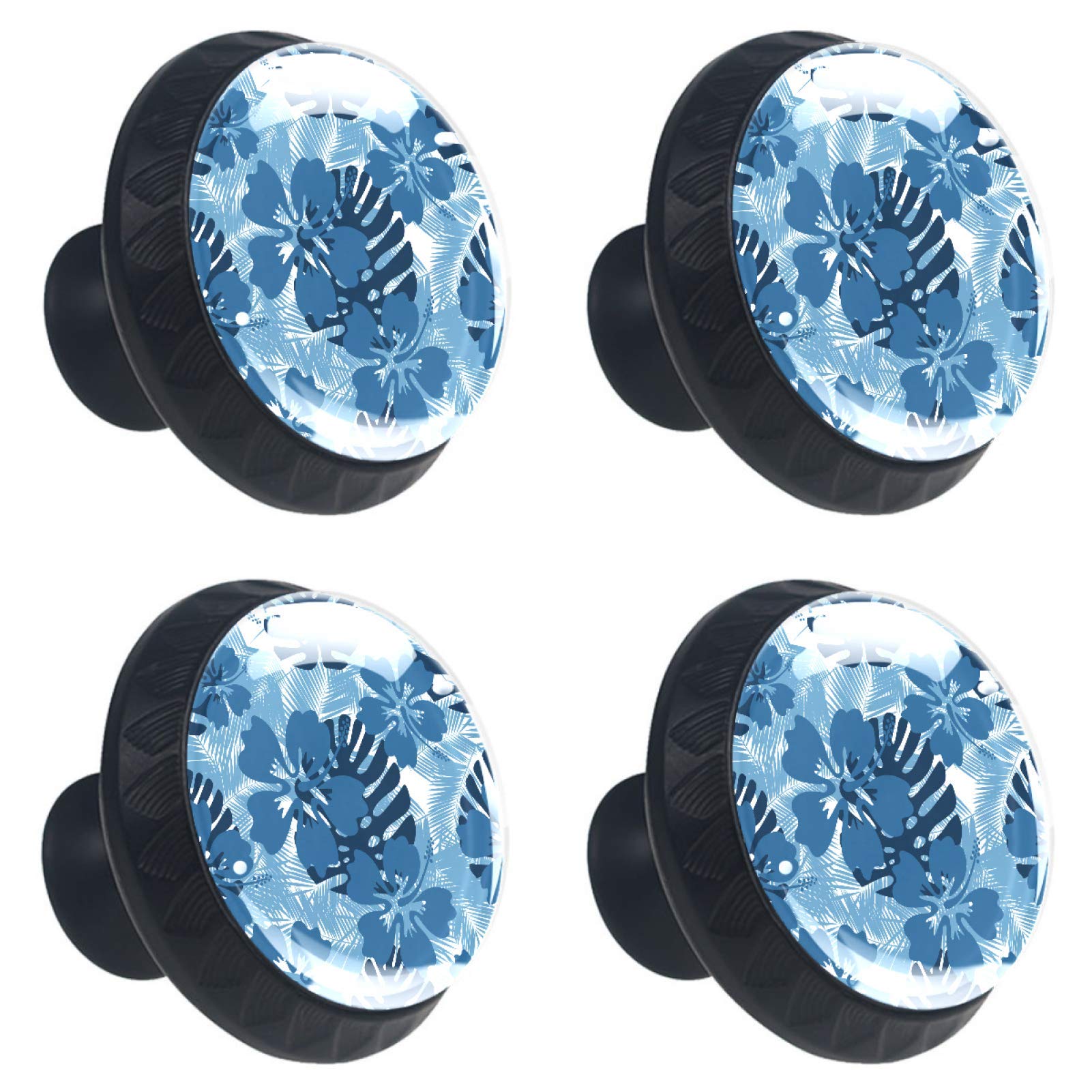 Boutons en verre hibiscus haut de gamme pour armoire 30mm