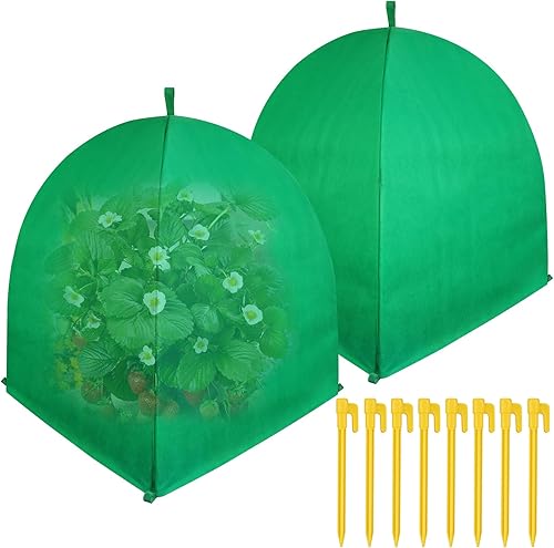 Paquete de 2 cubiertas de invierno para plantas de invierno, protección contra la congelación, protección contra heladas de invierno para plantas en