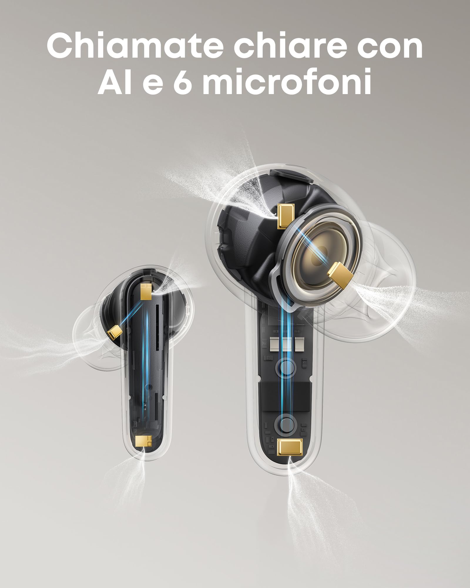 Soundcore P41i di Anker, Auricolari Adattivi a Cancellazione di Rumore con Caricatore Portatile per Telefono, 192 Ore con Custodia di Ricarica, Suono Coinvolgente, 6 Microfoni AI per Chiamate Chiare