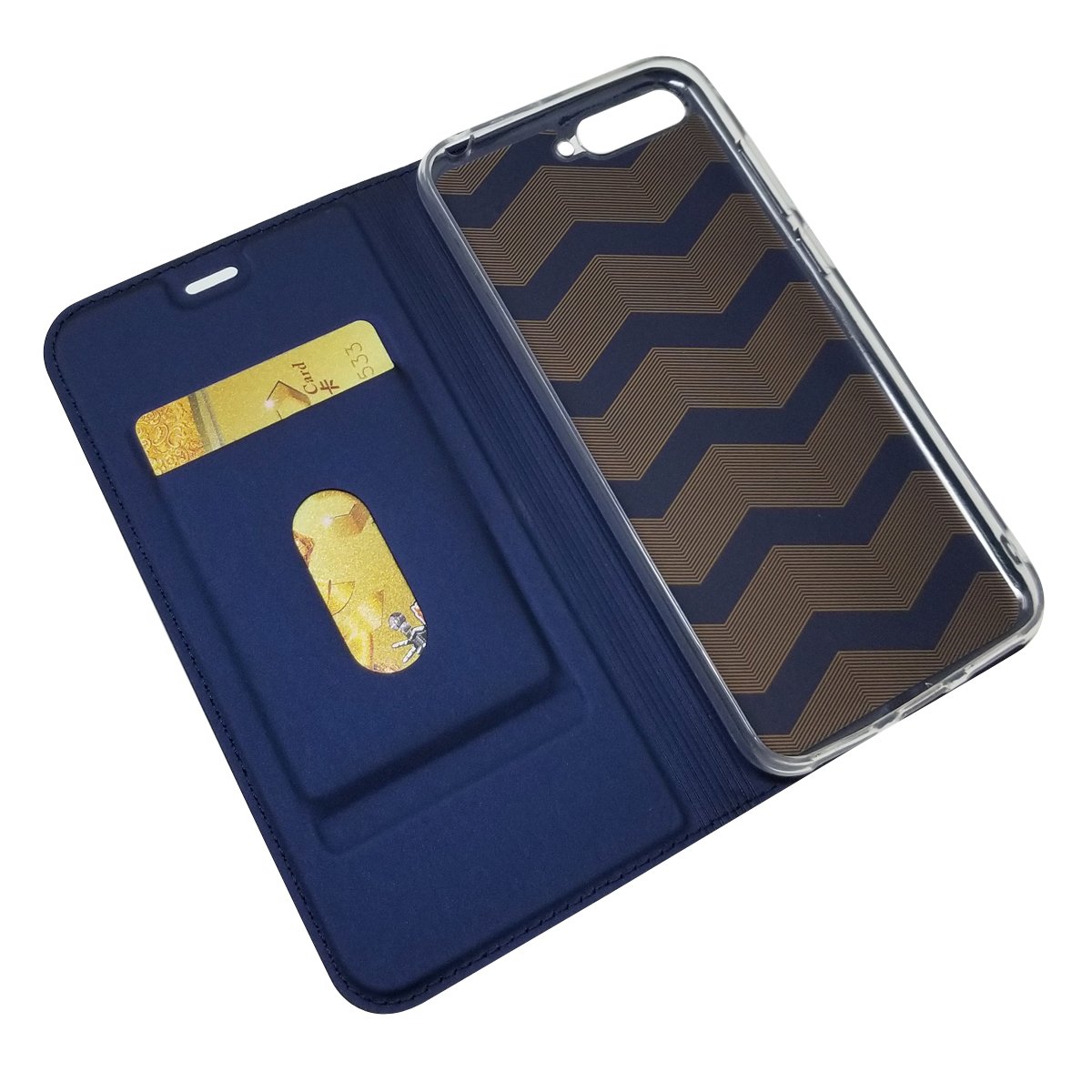 Cover Portafoglio In Pelle Per Huawei Y6 2018 / Honor 7A, Custodia Con Chiusura Magnetica E Funzione Stand, Nero
