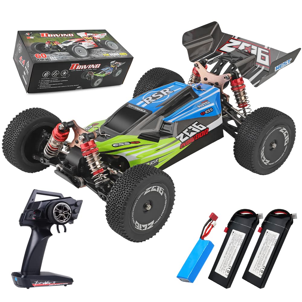 X-Verse WLtoys XKS 144001 Macchina Telecomandata, 60 km/h Alta velocità Auto Radiocomandata di Tutto Terreno 4WD 1:14 Veicolo 2.4GHz Regalo di per adulti e bambini - 3 Batteria (Blu)