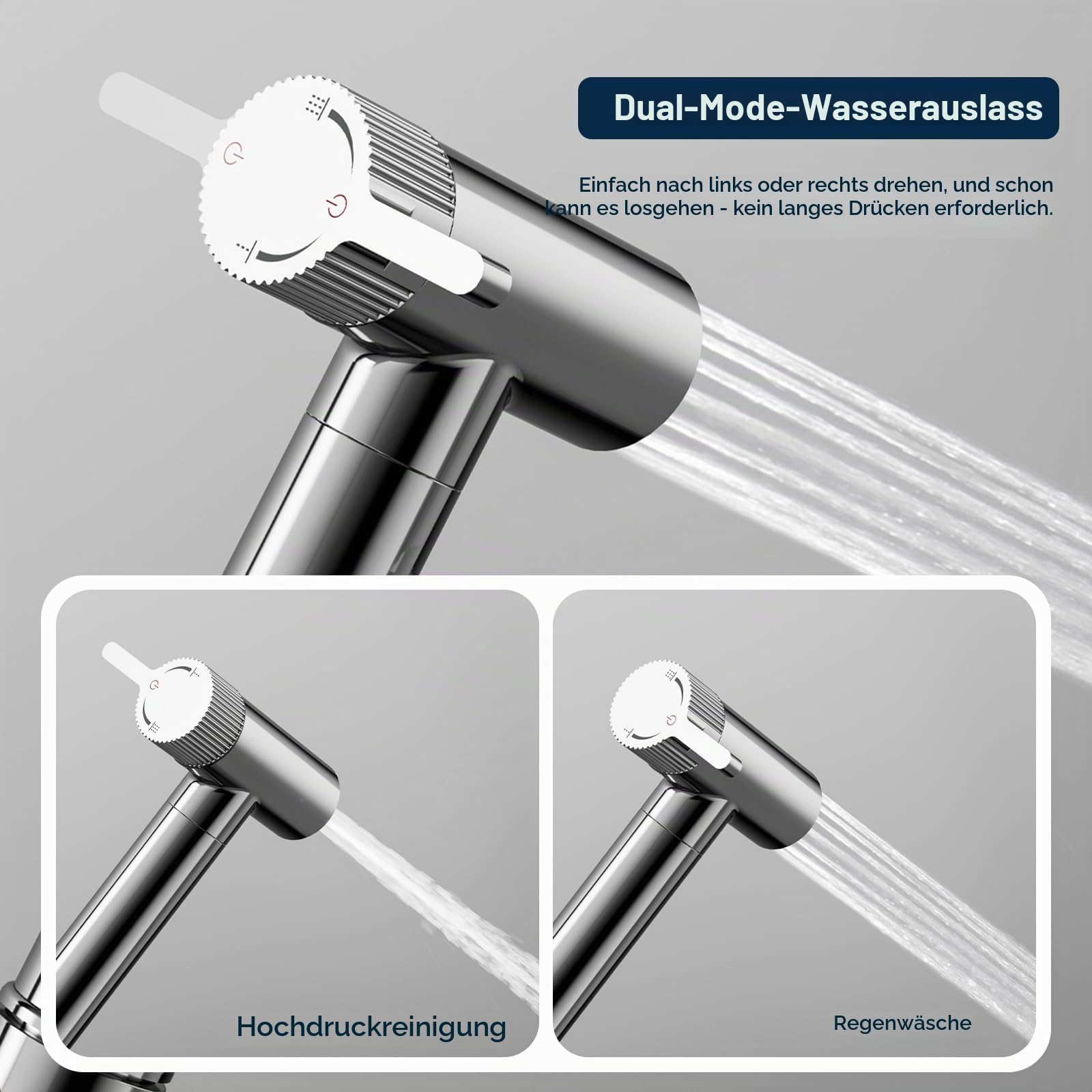 Bidet handbrause,Chrom toiletten dusche,2 Wasserstrahl-Modi,Kein Drücken Erforderlich,Multifunktionale bidet brause,Toilettendusche mit Halter und Schlauch,Für die Badezimmerreinigung