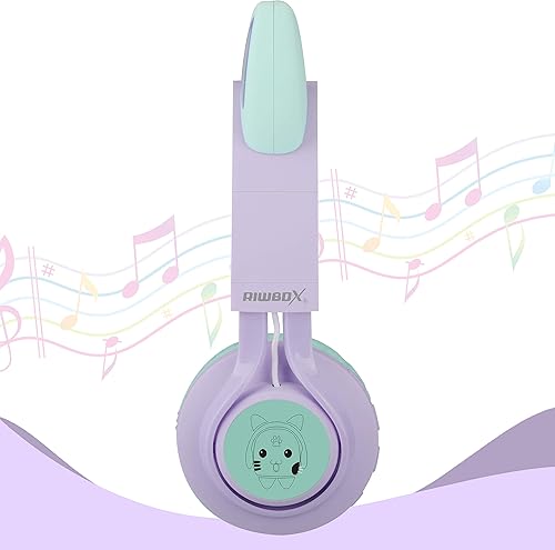 Miniatura 7 de Riwbox CT-7S - Audífonos con Bluetooth para niños, 85 dB, limitación de volumen, luz LED, inalámbricos, con micrófono para iPhoneiPadKindleLaptopPCTV